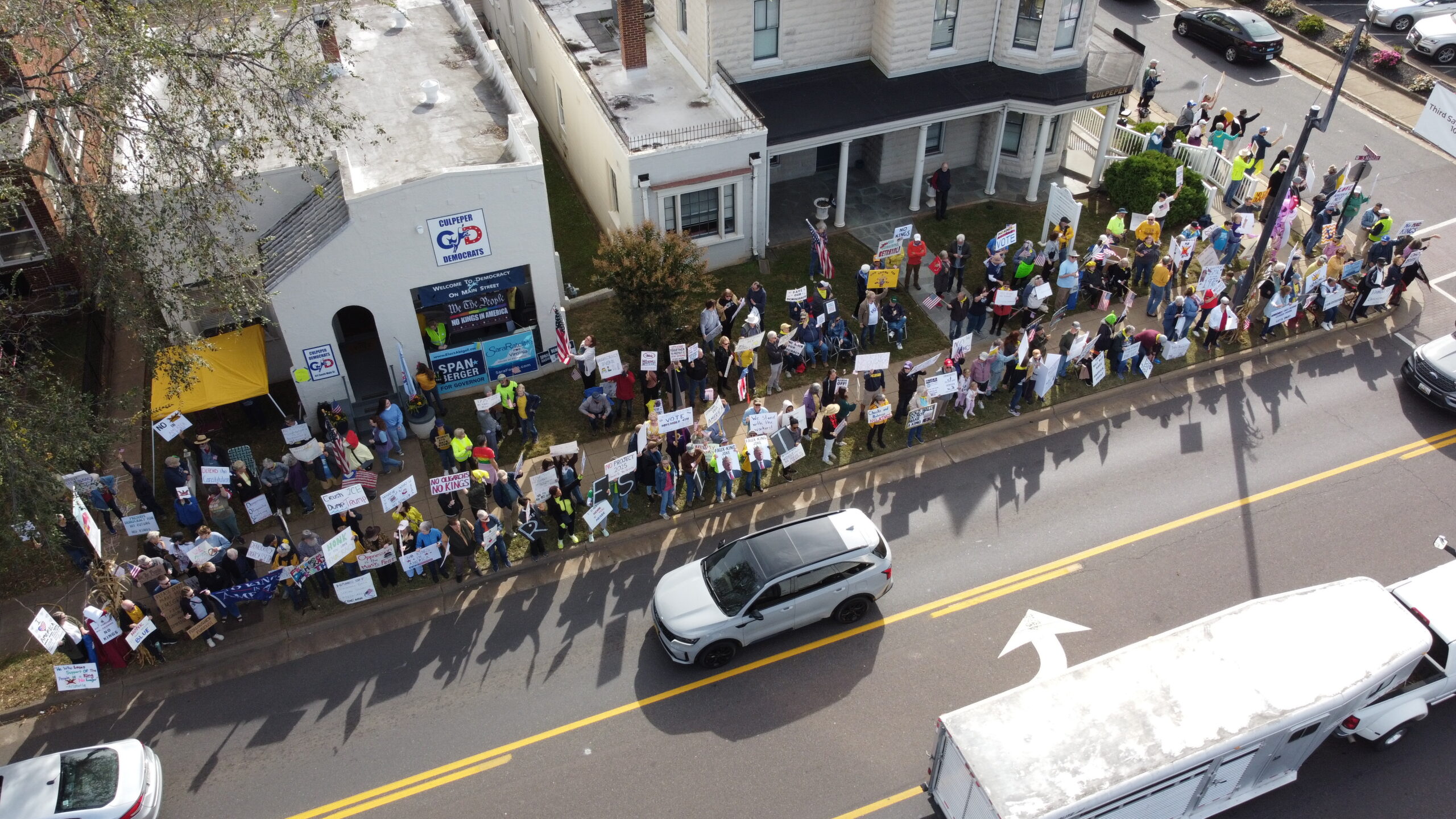 Drone view of Culpeper No Kings II